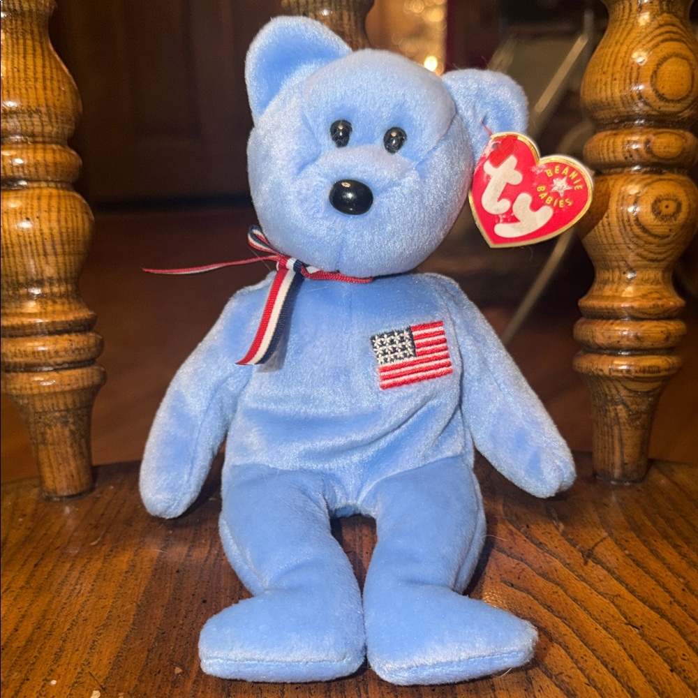 Ty Beanie Babies Blue Patriotic Bear Plush